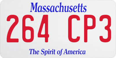 MA license plate 264CP3