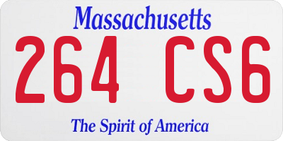 MA license plate 264CS6