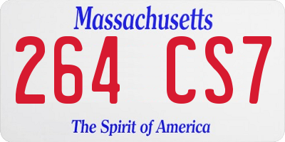 MA license plate 264CS7