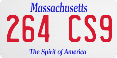 MA license plate 264CS9