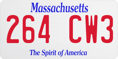 MA license plate 264CW3