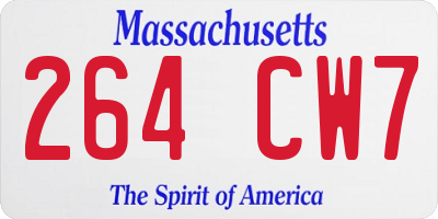 MA license plate 264CW7