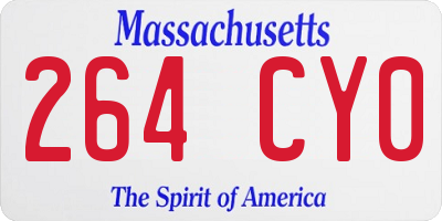 MA license plate 264CY0