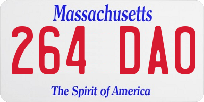 MA license plate 264DA0