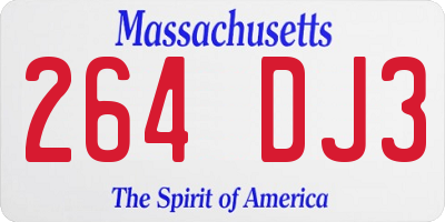 MA license plate 264DJ3