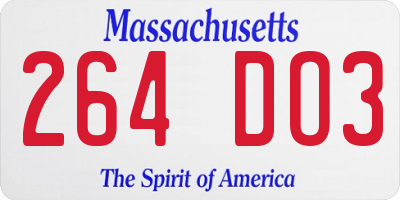 MA license plate 264DO3