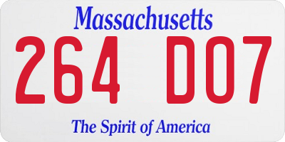 MA license plate 264DO7