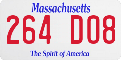 MA license plate 264DO8