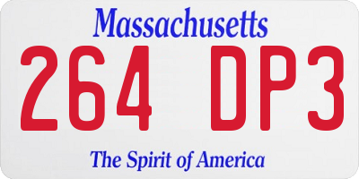 MA license plate 264DP3