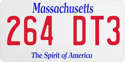 MA license plate 264DT3