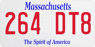 MA license plate 264DT8