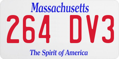 MA license plate 264DV3