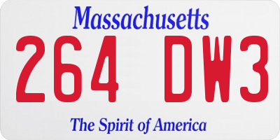 MA license plate 264DW3