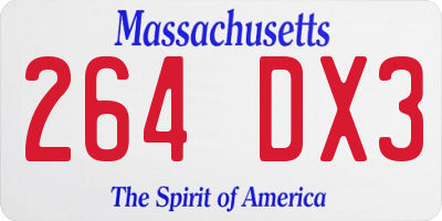 MA license plate 264DX3