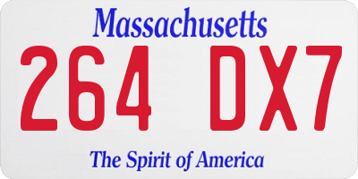 MA license plate 264DX7