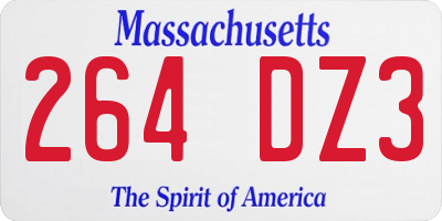 MA license plate 264DZ3