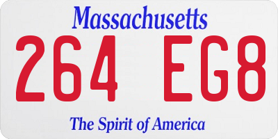 MA license plate 264EG8