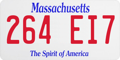 MA license plate 264EI7