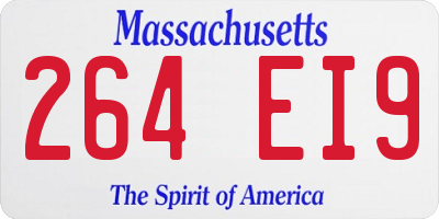 MA license plate 264EI9