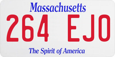 MA license plate 264EJ0