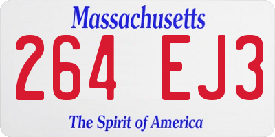 MA license plate 264EJ3