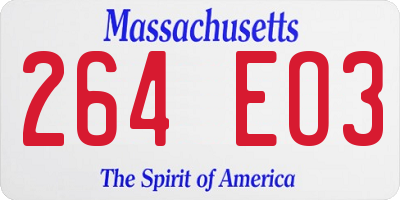 MA license plate 264EO3