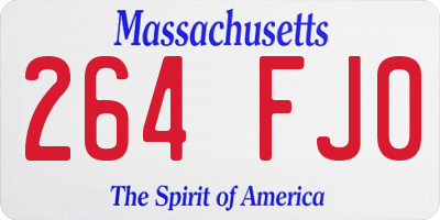 MA license plate 264FJ0