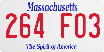 MA license plate 264FO3
