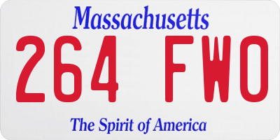 MA license plate 264FW0