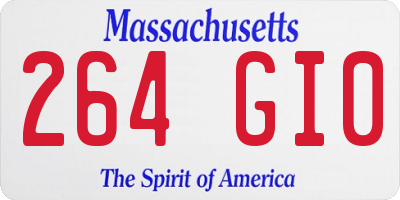 MA license plate 264GI0