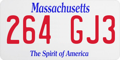 MA license plate 264GJ3