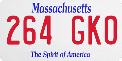 MA license plate 264GK0