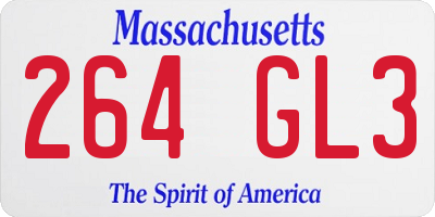 MA license plate 264GL3