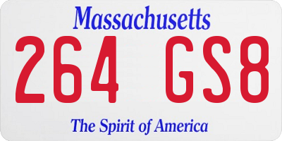 MA license plate 264GS8