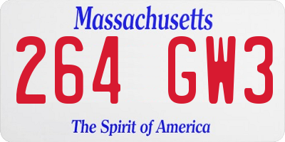 MA license plate 264GW3