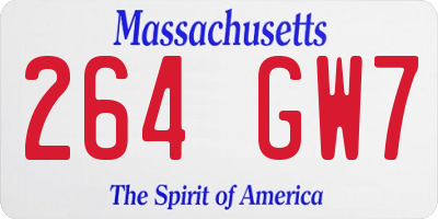 MA license plate 264GW7