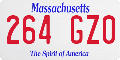 MA license plate 264GZ0