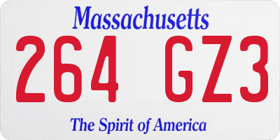 MA license plate 264GZ3