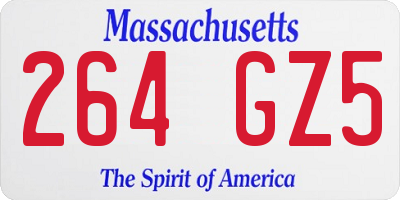 MA license plate 264GZ5