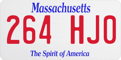 MA license plate 264HJ0