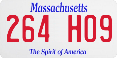 MA license plate 264HO9