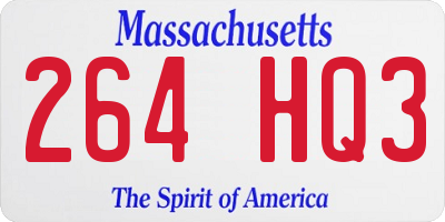 MA license plate 264HQ3