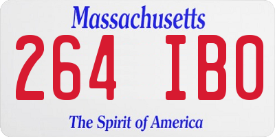 MA license plate 264IB0