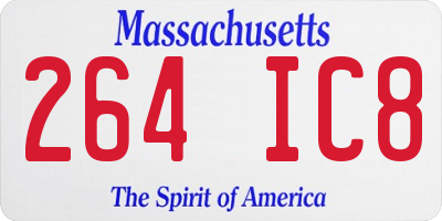 MA license plate 264IC8