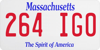 MA license plate 264IG0