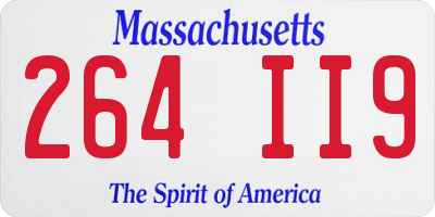 MA license plate 264II9