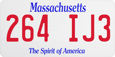 MA license plate 264IJ3