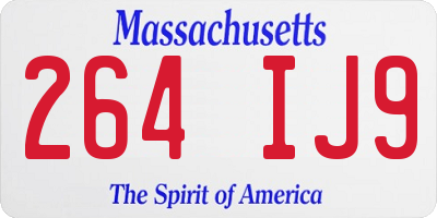 MA license plate 264IJ9
