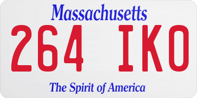 MA license plate 264IK0