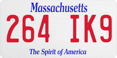 MA license plate 264IK9